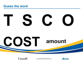 Guess the word
T S C O
COST amount
 
