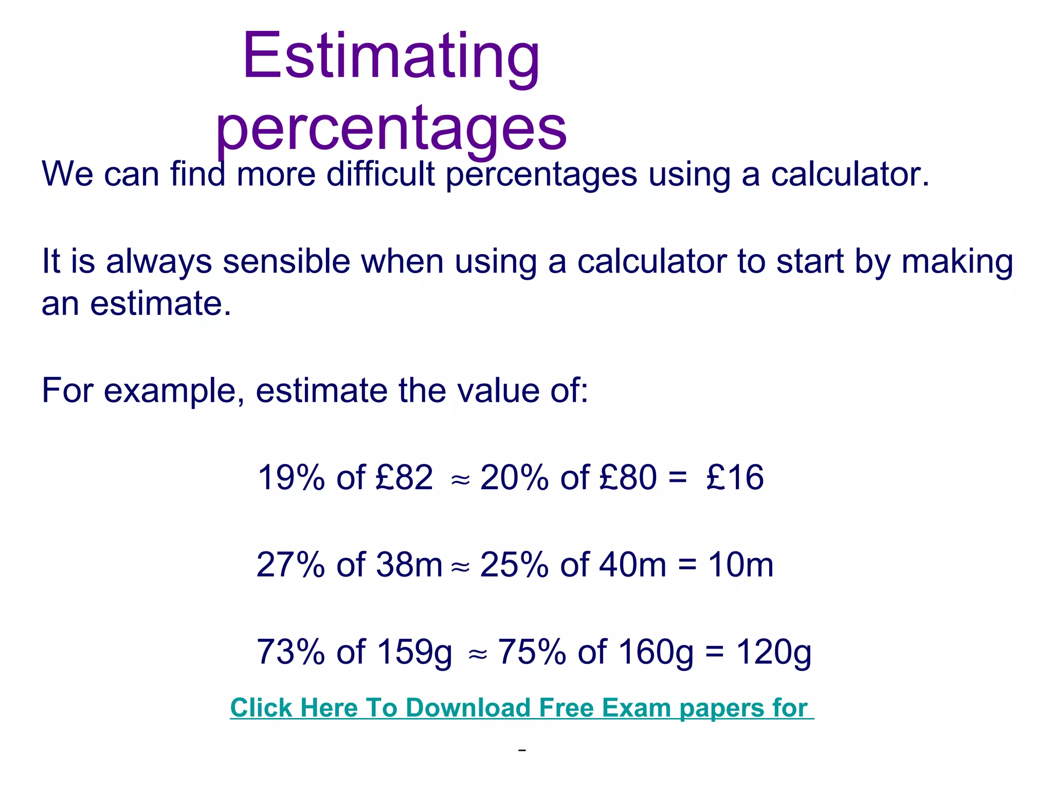 Calculate percentage change | PPT