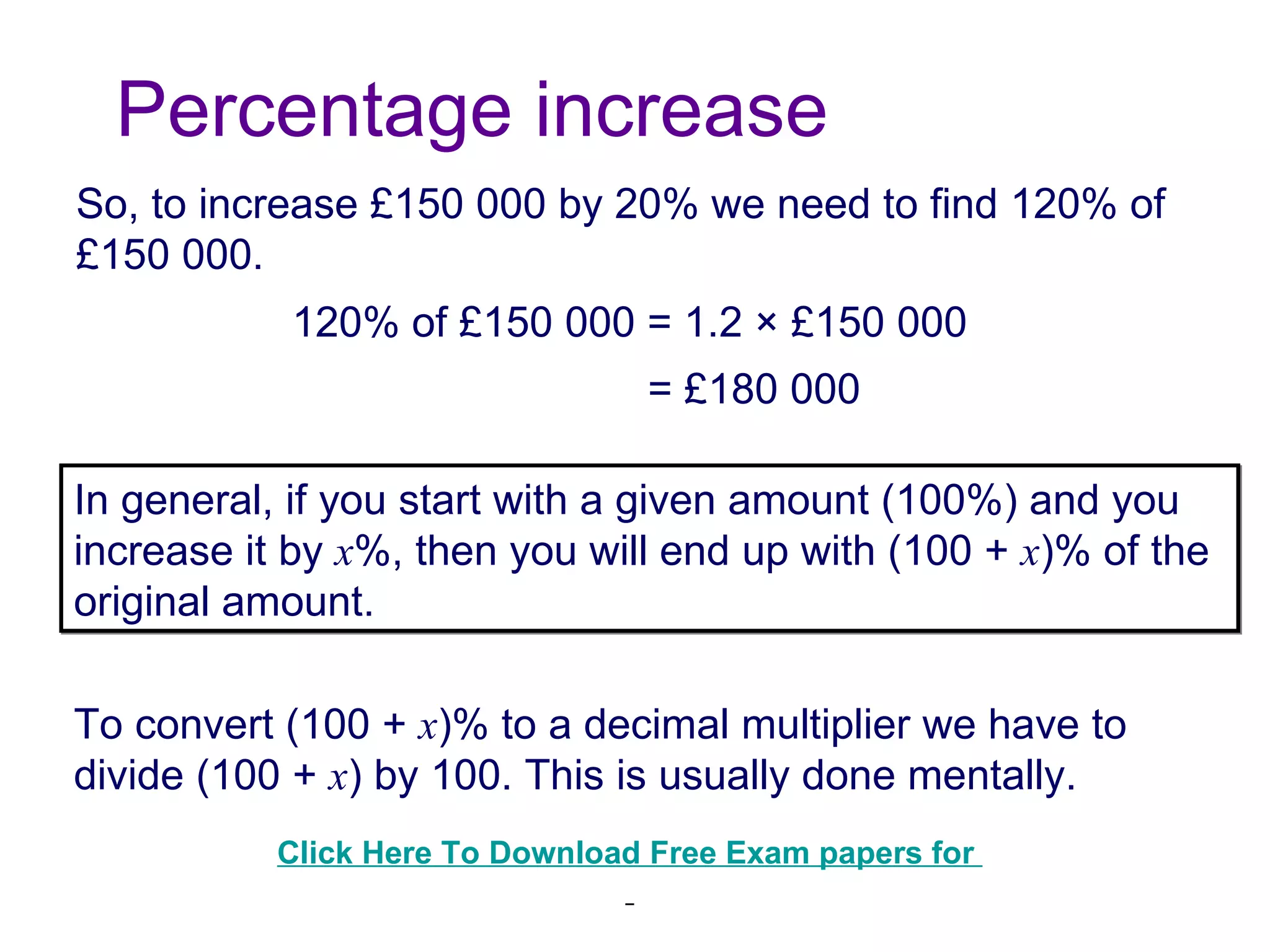 Calculate percentage change | PPT