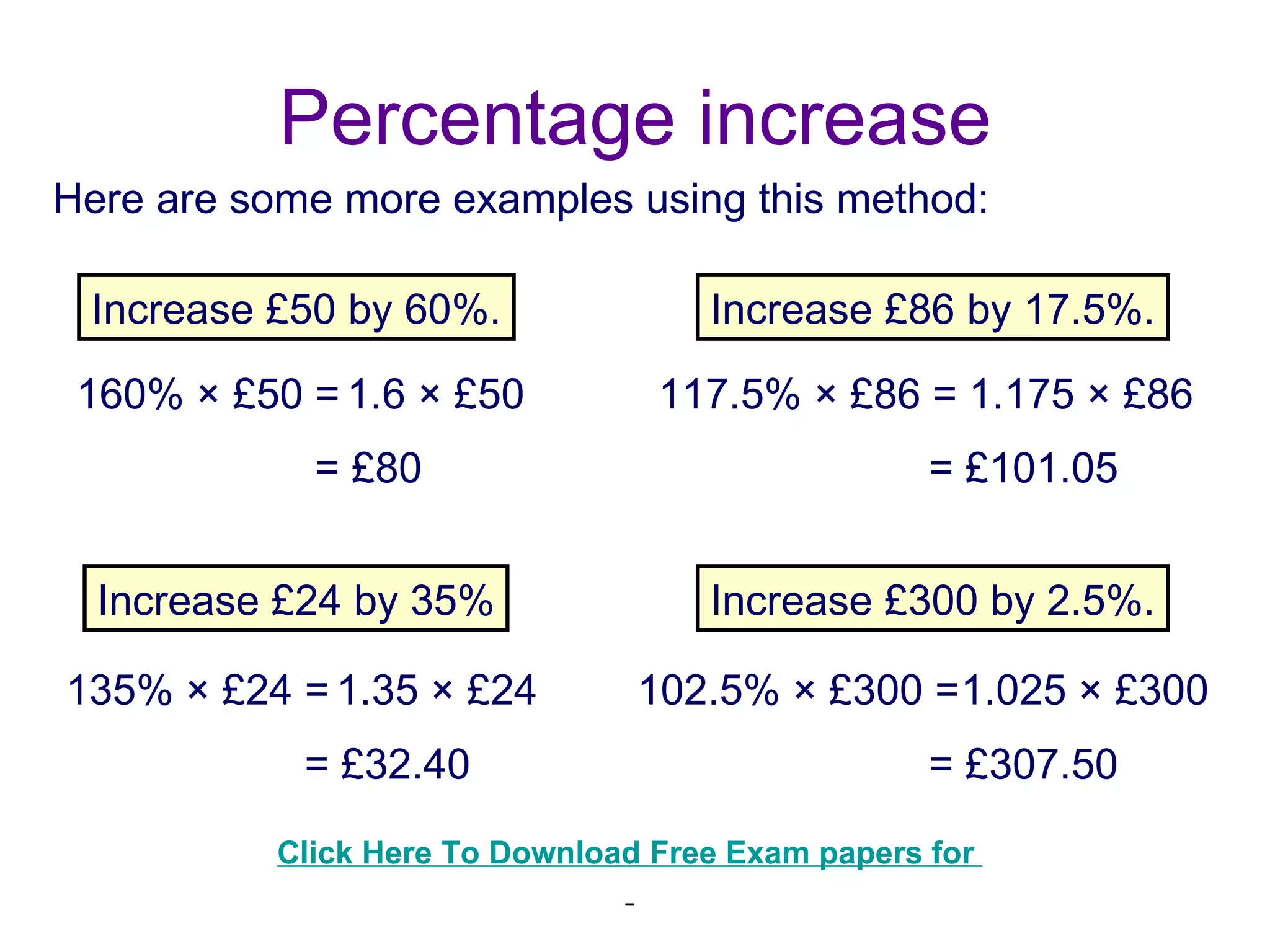 Calculate percentage change | PPT