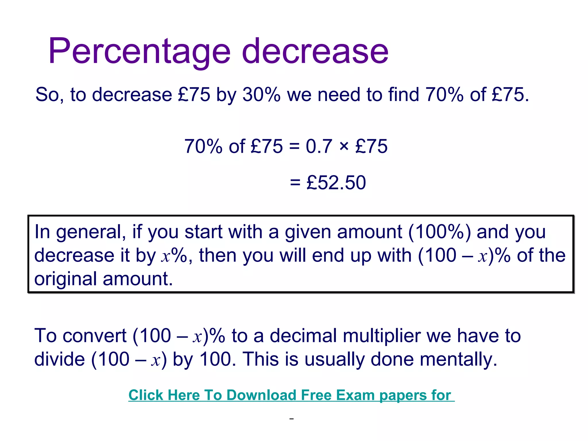 Calculate percentage change | PPT