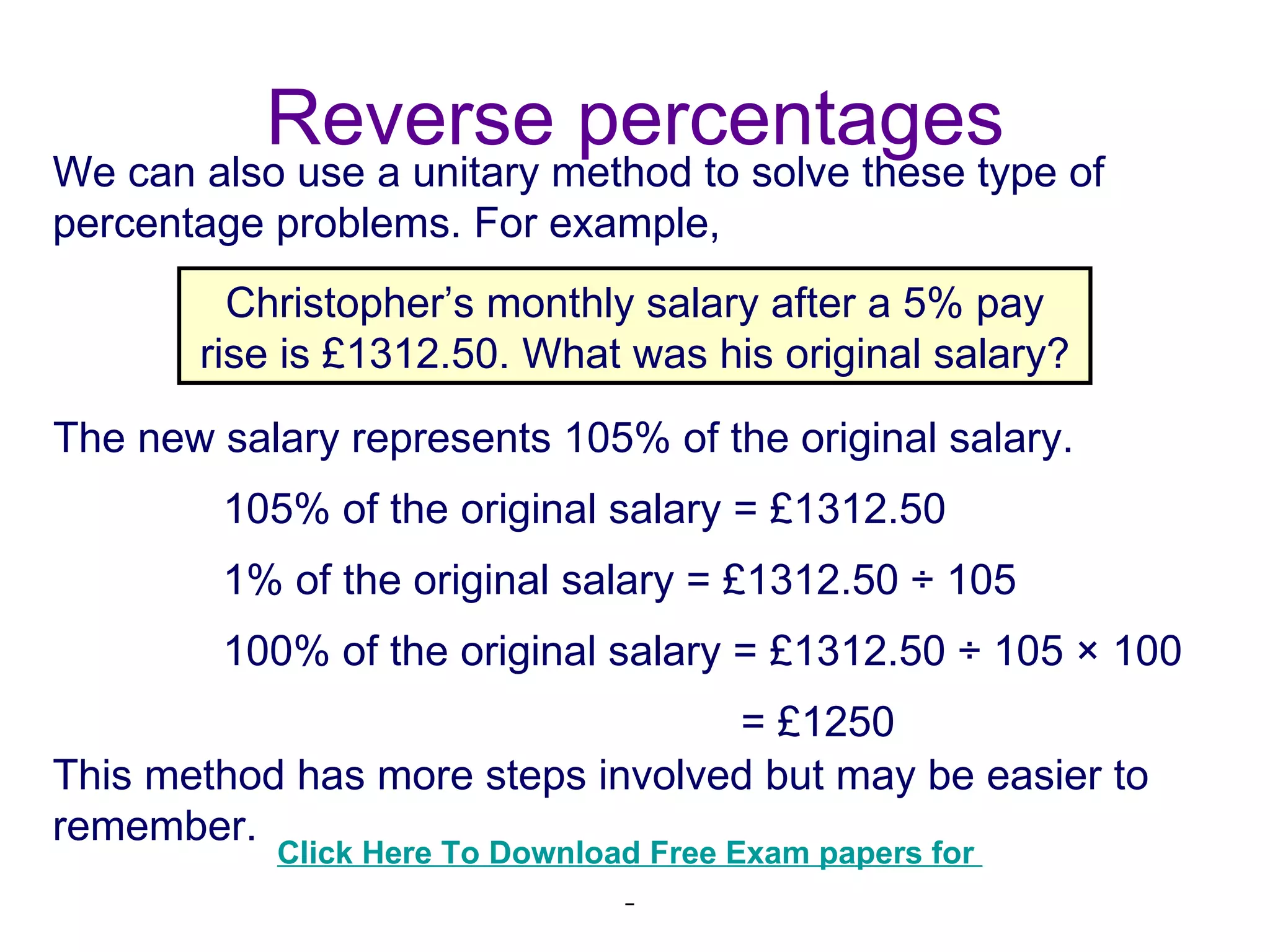 Calculate percentage change | PPT