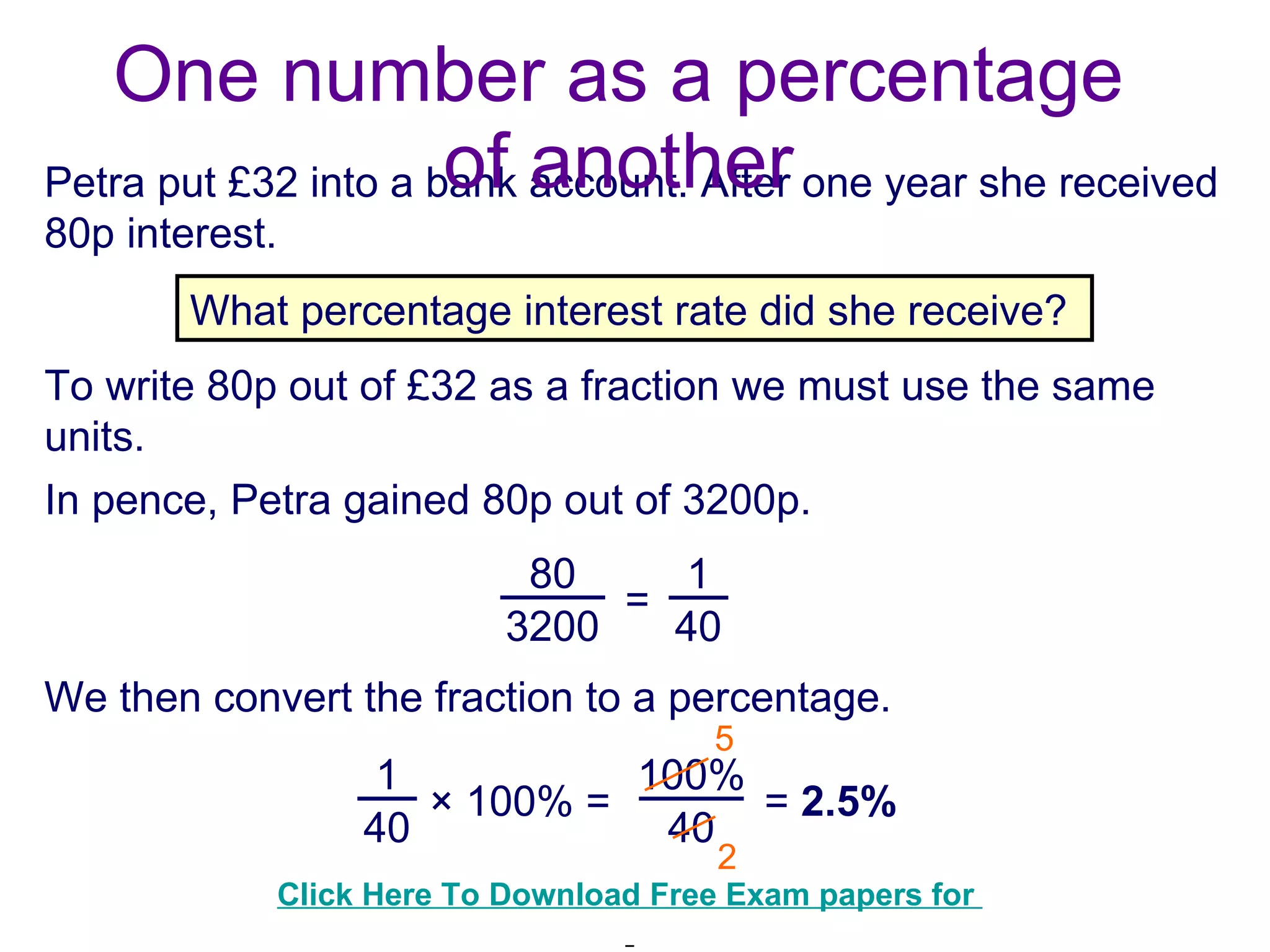 Calculate percentage change | PPT