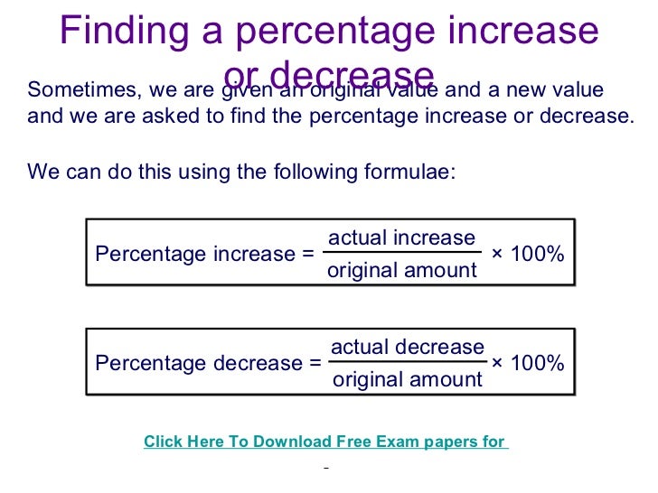 Calculate original value from percentage increase