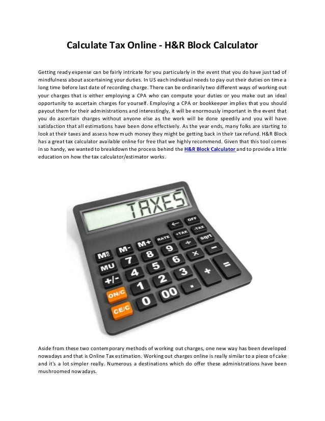 Calculate tax online HR block calculator