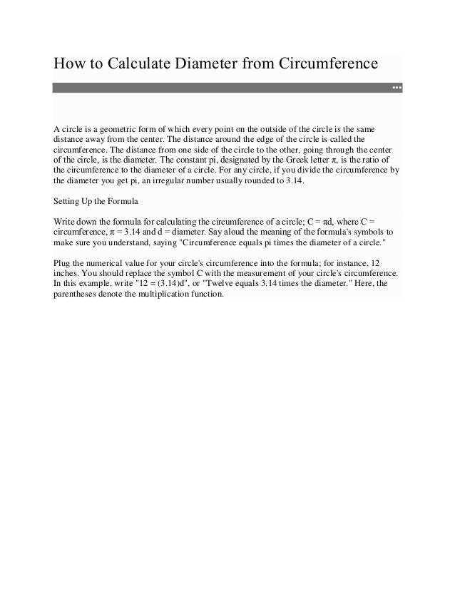 Calculate the diameter of a circle