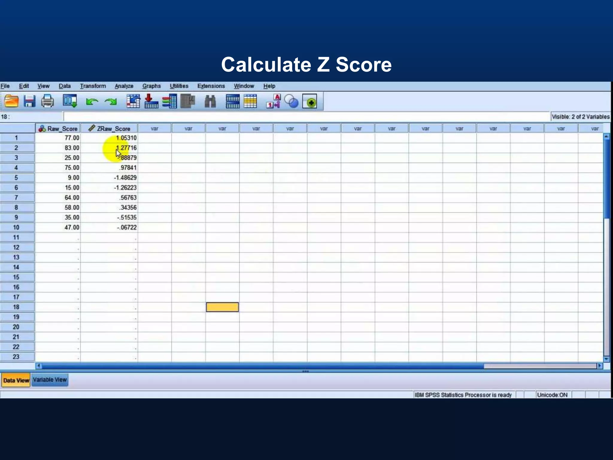 Calculate Z Score, t Score and Percentile in SPSS | PPTX