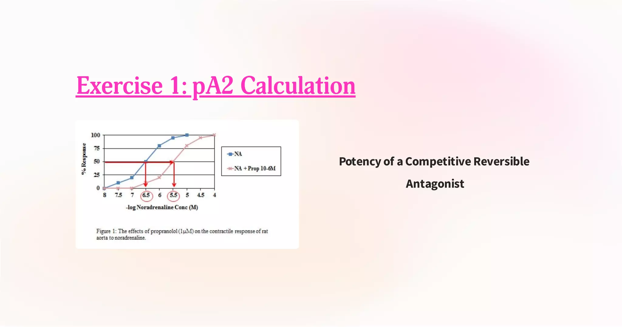 Exercise 1: pA2 Calculation
Potency of a Competitive Reversible
Antagonist
 