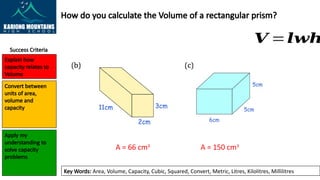 Measurement - Calculating the capacity of 3D objects | PPTX