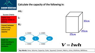 Measurement - Calculating the capacity of 3D objects | PPTX