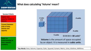 Measurement - Calculating the capacity of 3D objects | PPTX