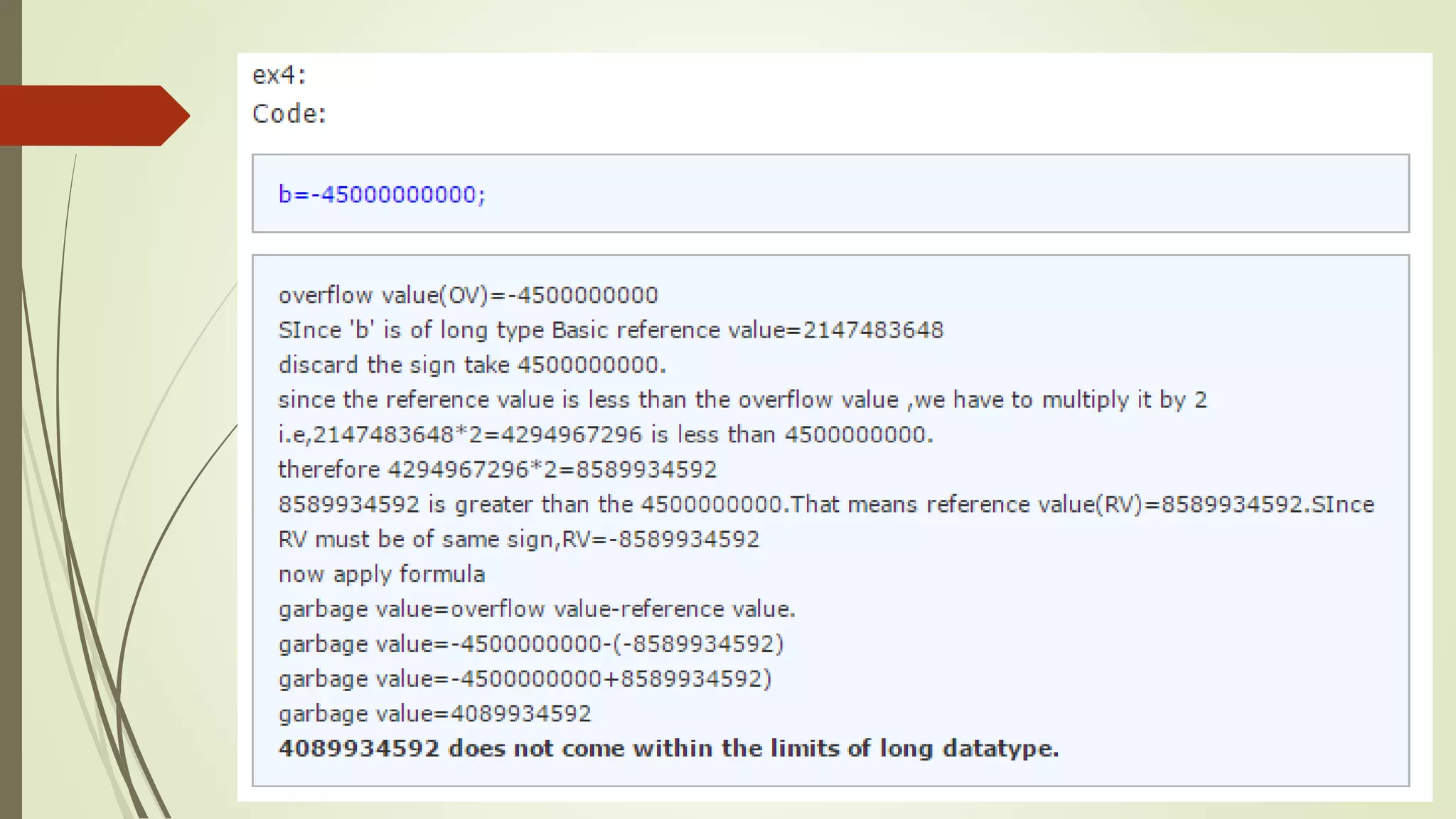 Calculating garbage value in case of overflow