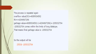 Calculating garbage value in case of overflow