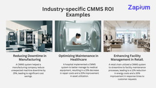 Calculating the ROI of a CMMS System - Zapium | PDF