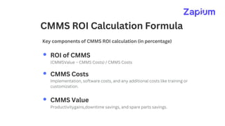 Calculating the ROI of a CMMS System - Zapium | PDF