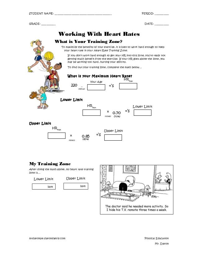 Target Heart Rate Worksheet