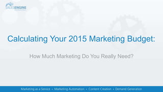 Calculating Your 2015 Marketing Budget: 
How Much Marketing Do You Really Need? 
 