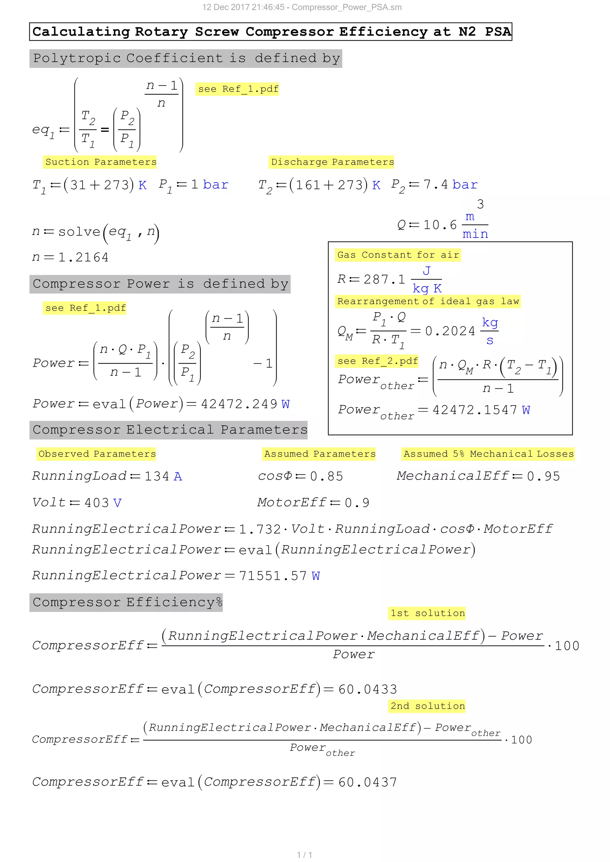 Compressor Polytropic Efficiency Calculation PDF