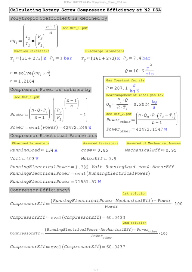 Compressor Polytropic Efficiency Calculation PDF