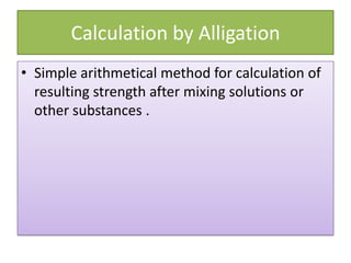 Calculation of dosage & metric system