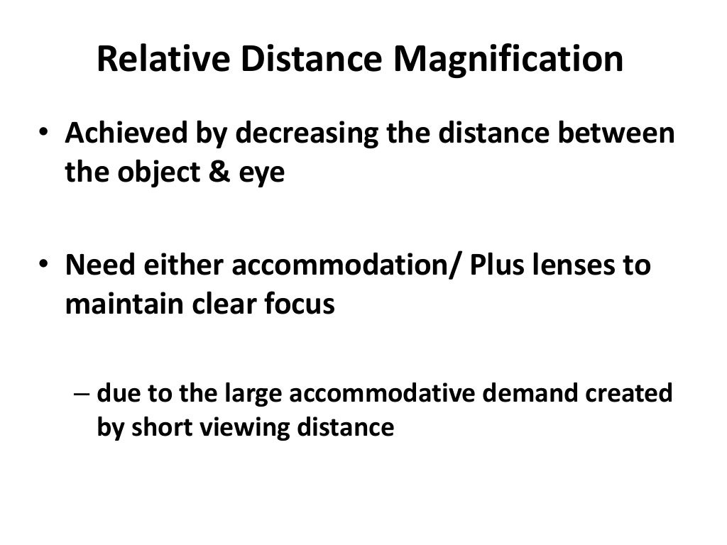 Calculation of magnification in low vision