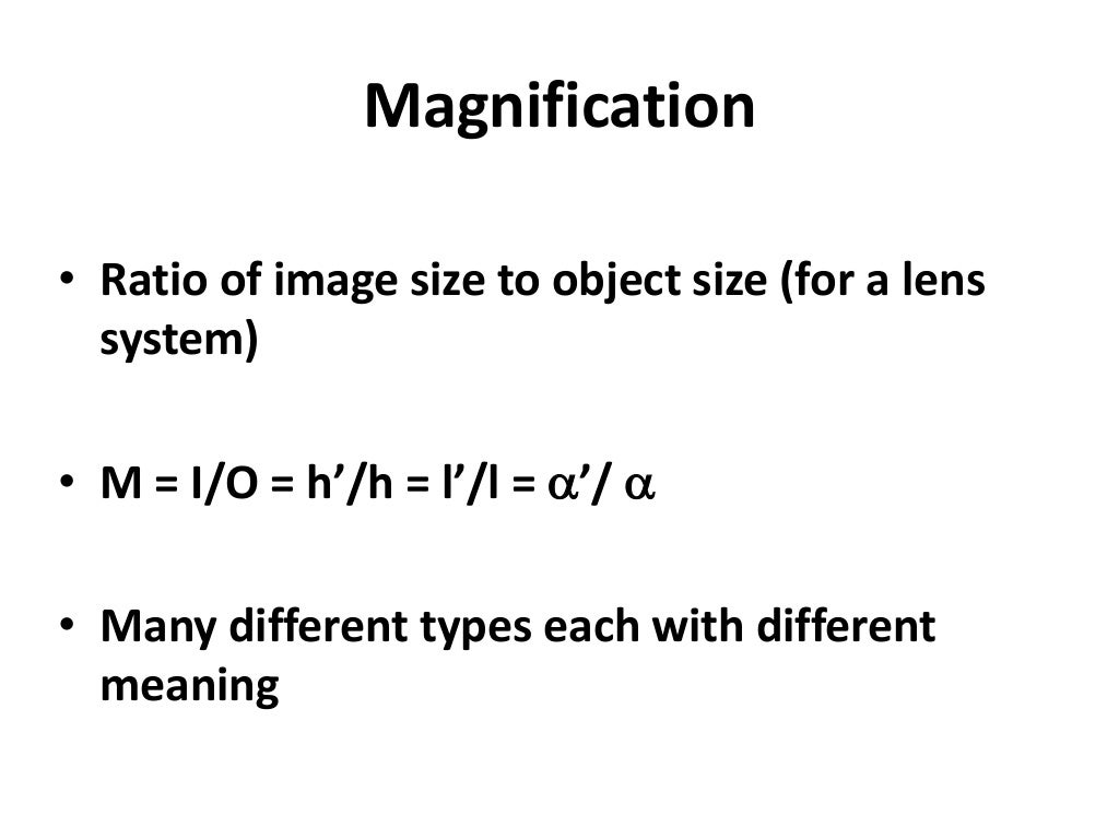 Calculation of magnification in low vision