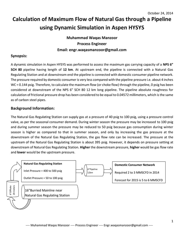 Calculation of Maximum Flow of Natural Gas through a Pipeline using