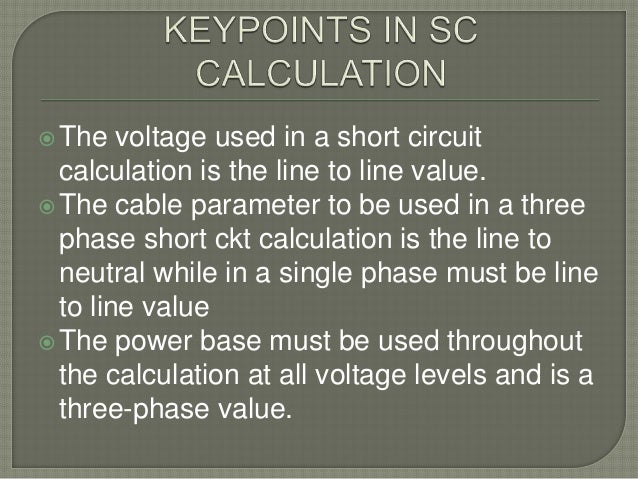 Calculation of short circuit currents