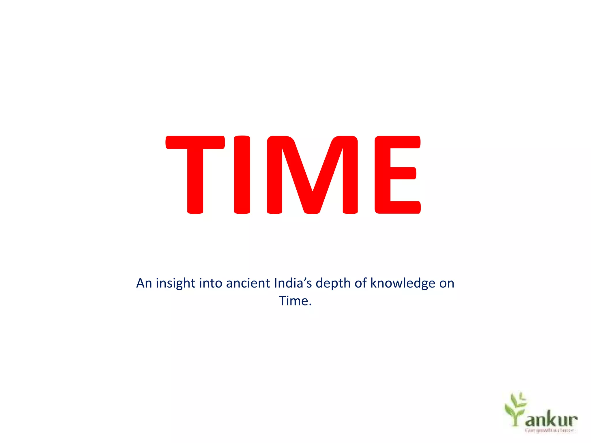 History and calculation of time as per ancient indian texts ppt