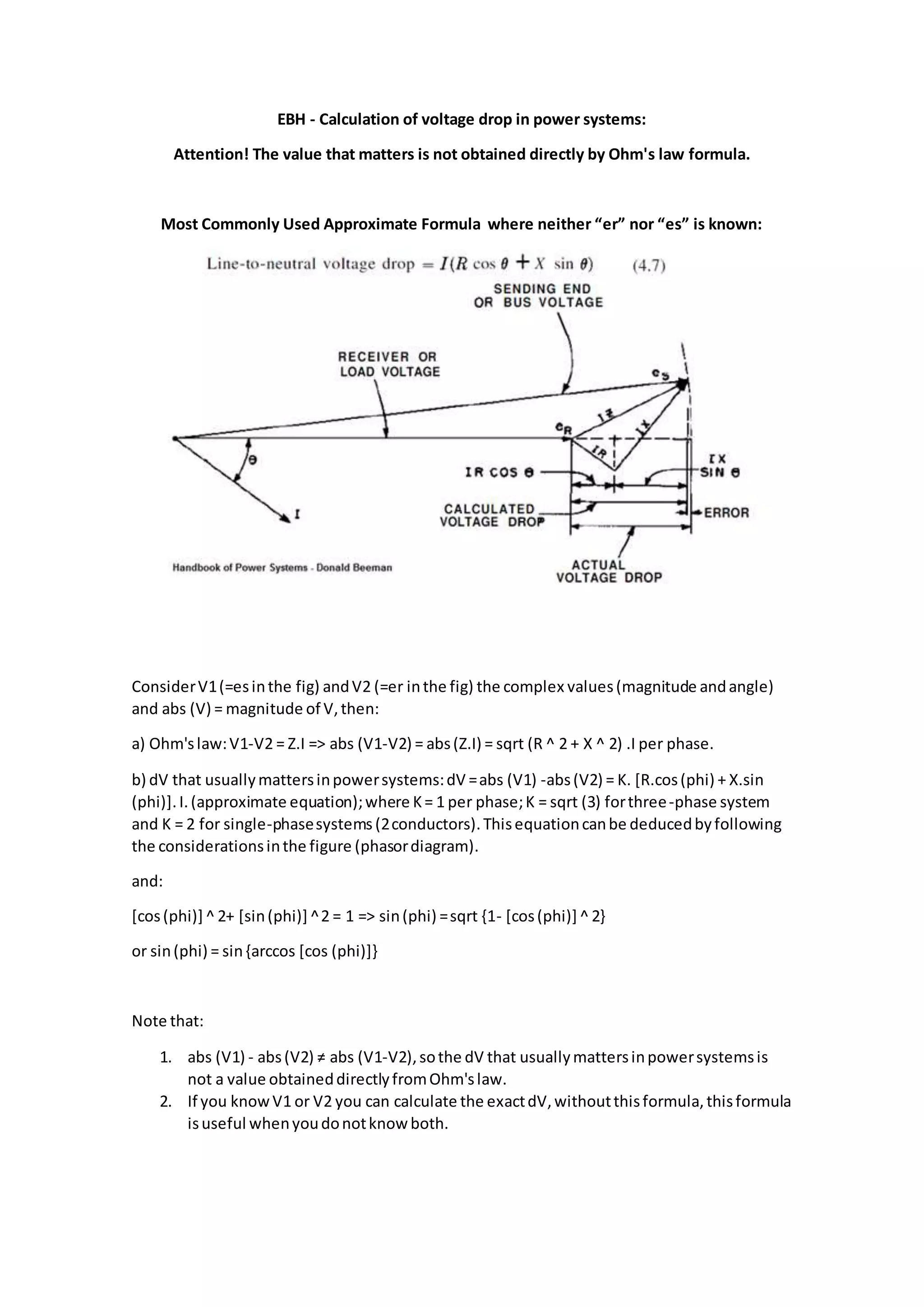 Calculation of voltage drop in power systems r1 | DOCX