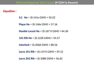 Comprehensive Textile Calculation and Production Formulas for Spinning ...