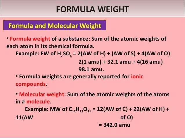 CALCULATIONS WITH CHEMICAL FORMULAS AND EQUATION