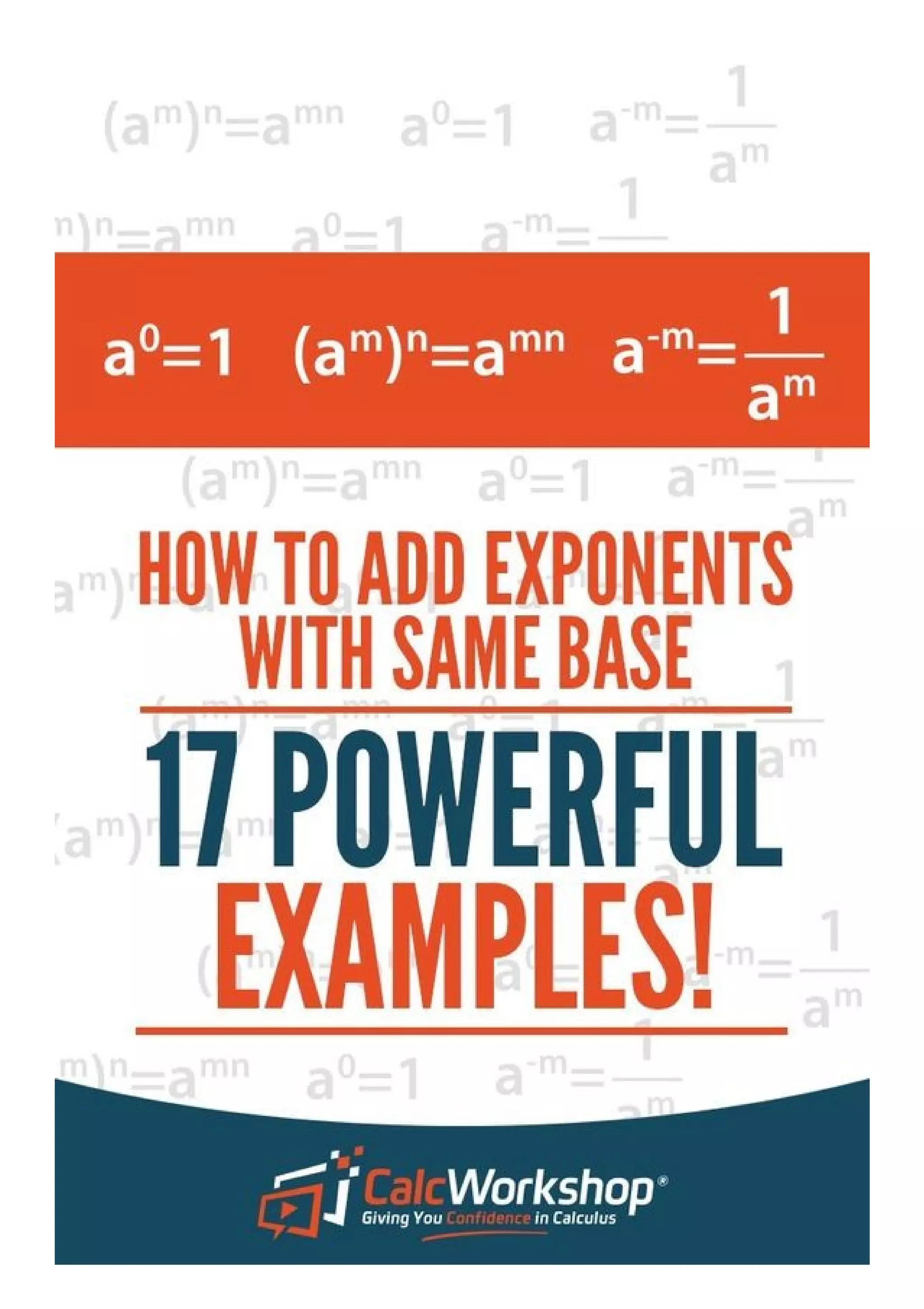 How to Add Exponents with same base | PDF