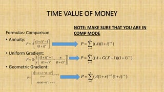 Uniform Gradient Formulas Calculator-Techniques for engineering.pptx | Physics | Science