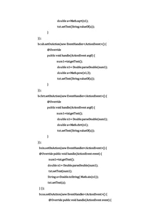 Calculator code with scientific functions in java | DOCX