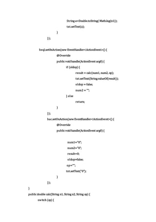 Calculator code with scientific functions in java | DOCX