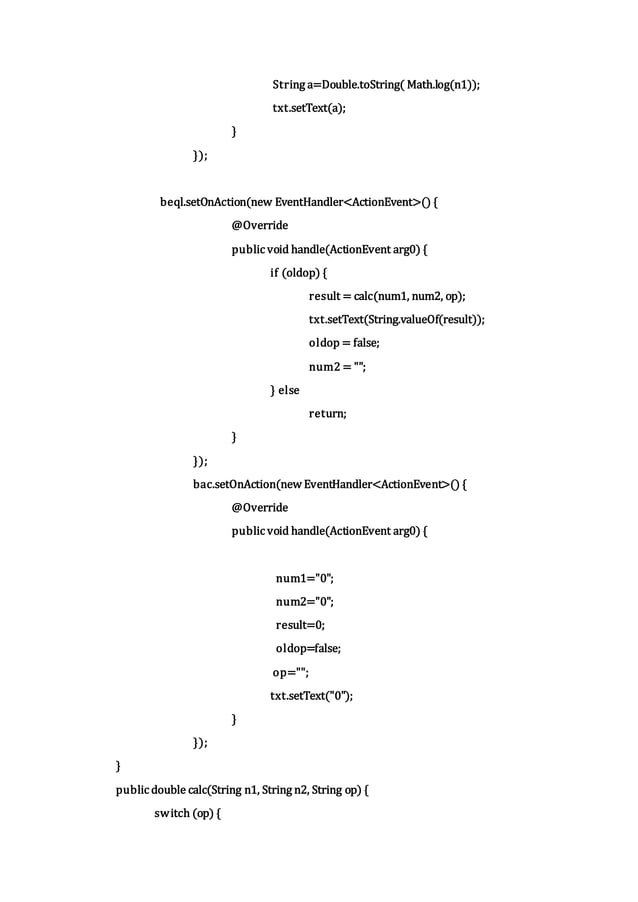 Calculator code with scientific functions in java | PDF