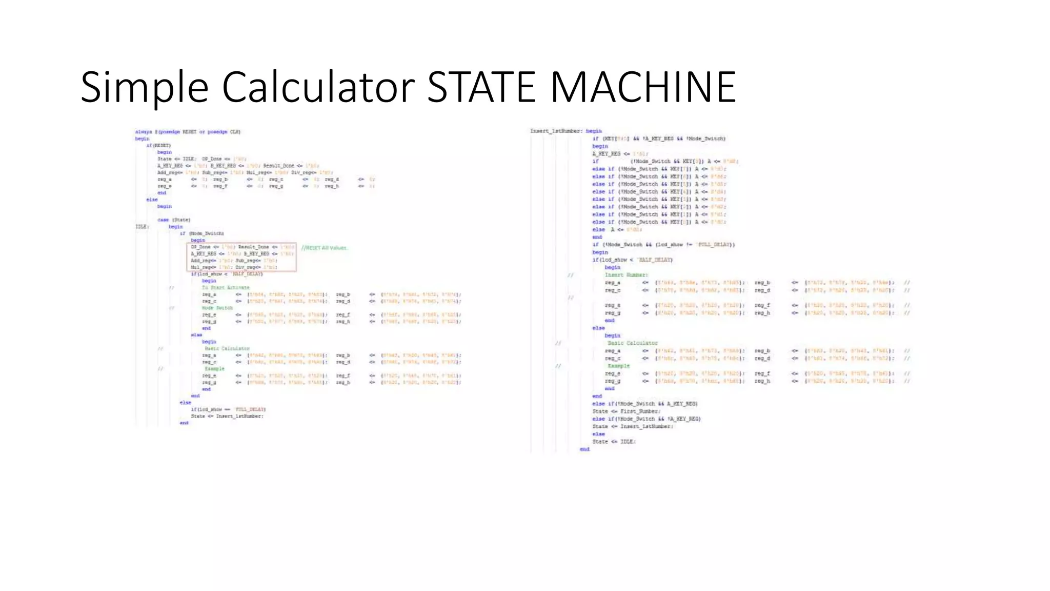 Simple Calculator STATE MACHINE
 