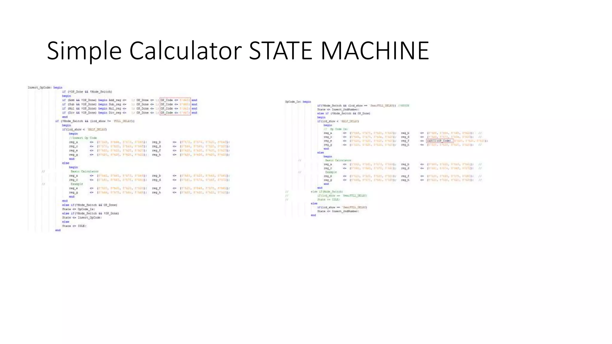Simple Calculator STATE MACHINE
 