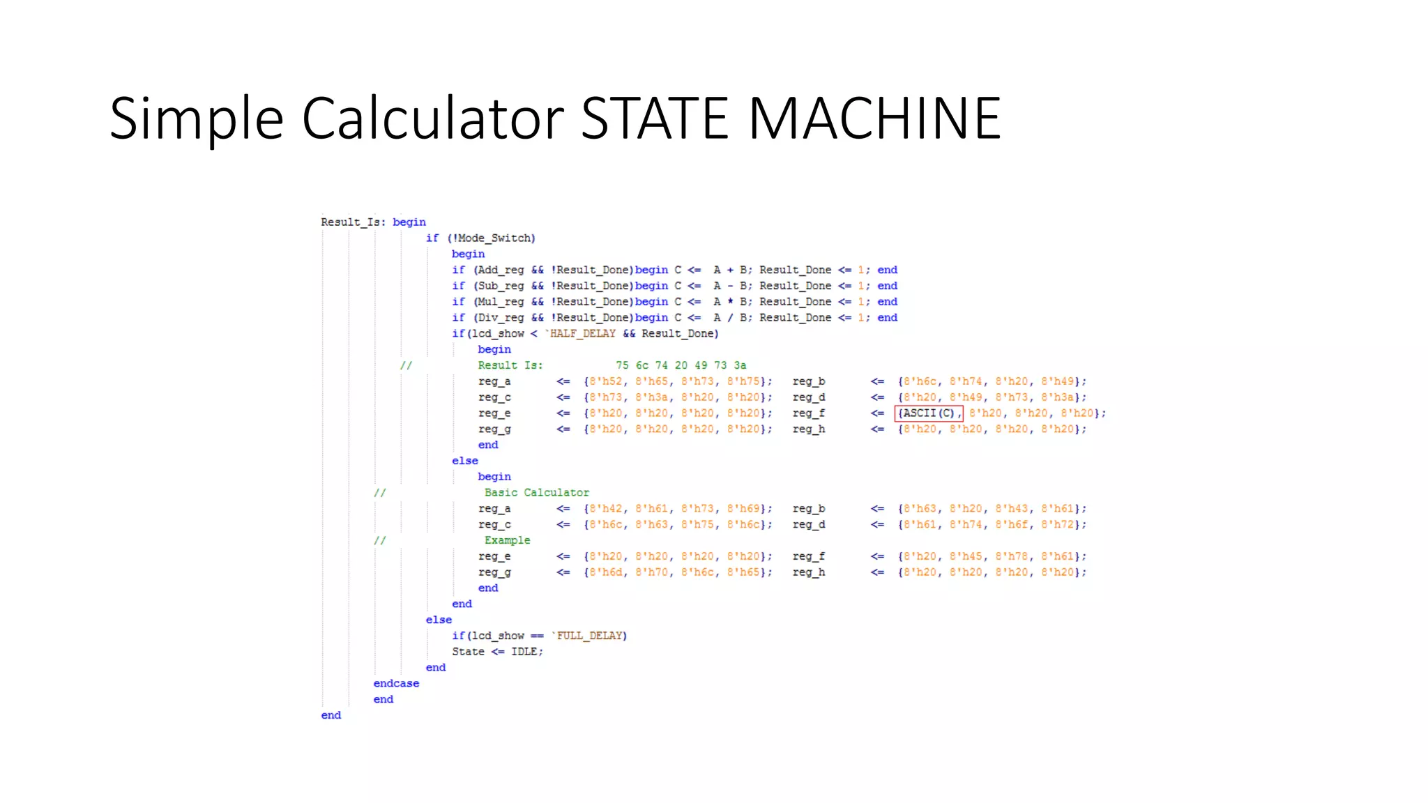Simple Calculator STATE MACHINE
 