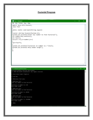Factorial Program
 