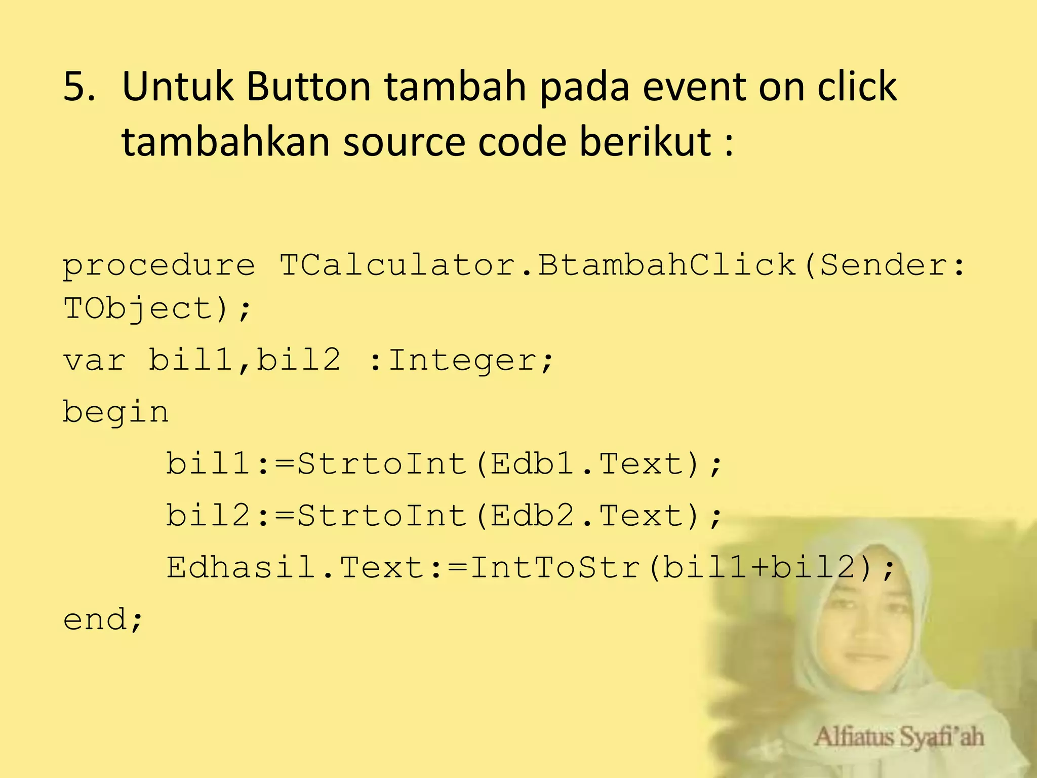 Calculator Sederhana Delphi | PPT