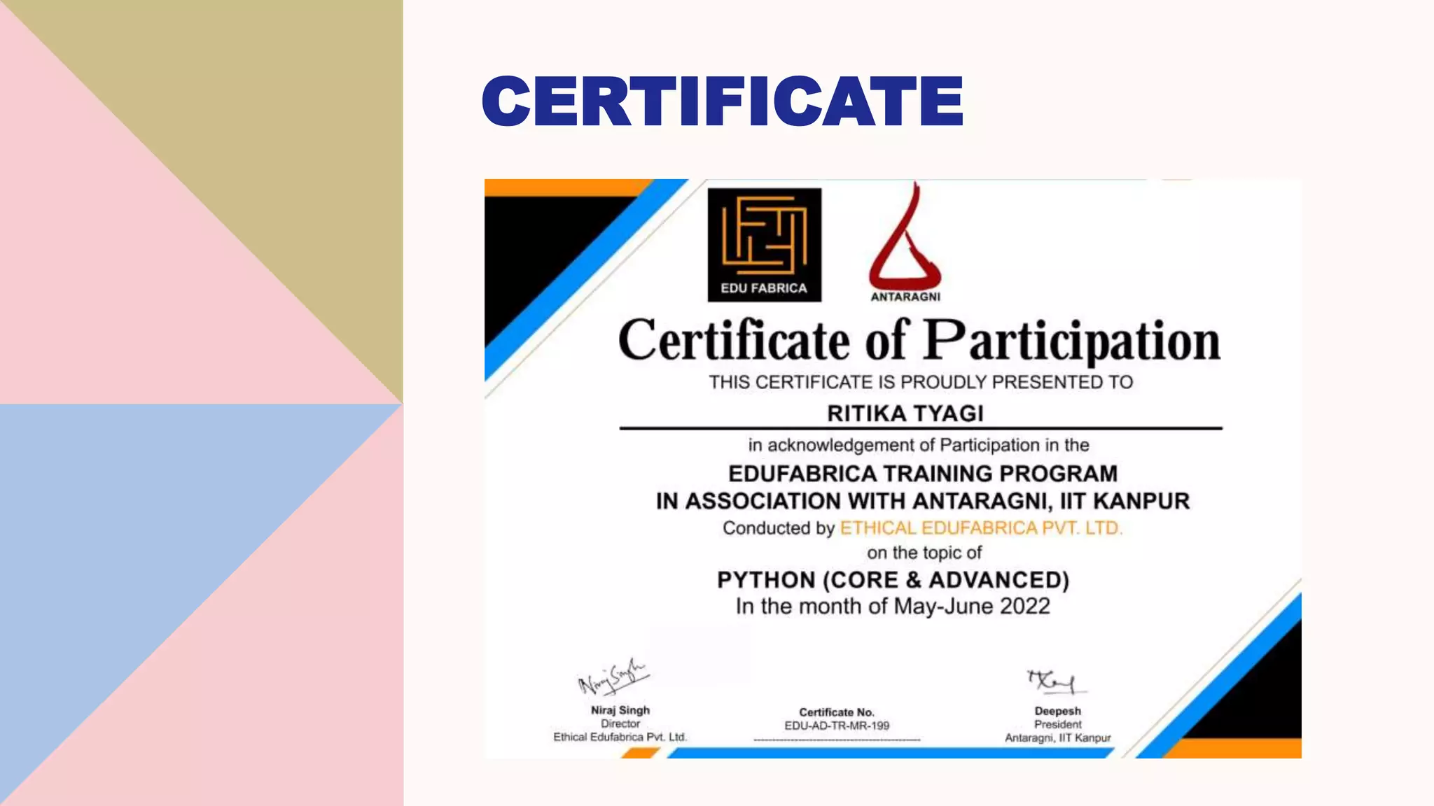 CERTIFICATE
 