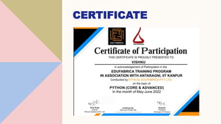CERTIFICATE
 