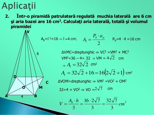 Aria Laterala La Piramida Patrulatera Regulata Calcul de arii si volume