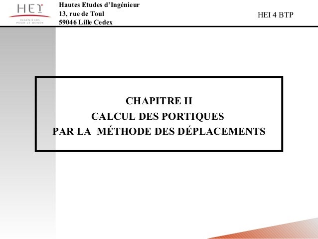 Calcules Des Portiques Methodes Des Deplacements