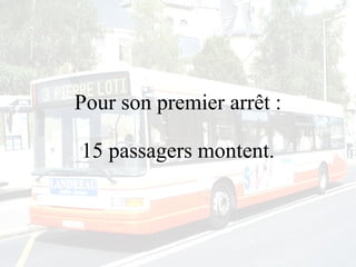 Pour son premier arrêt : 15 passagers montent. 