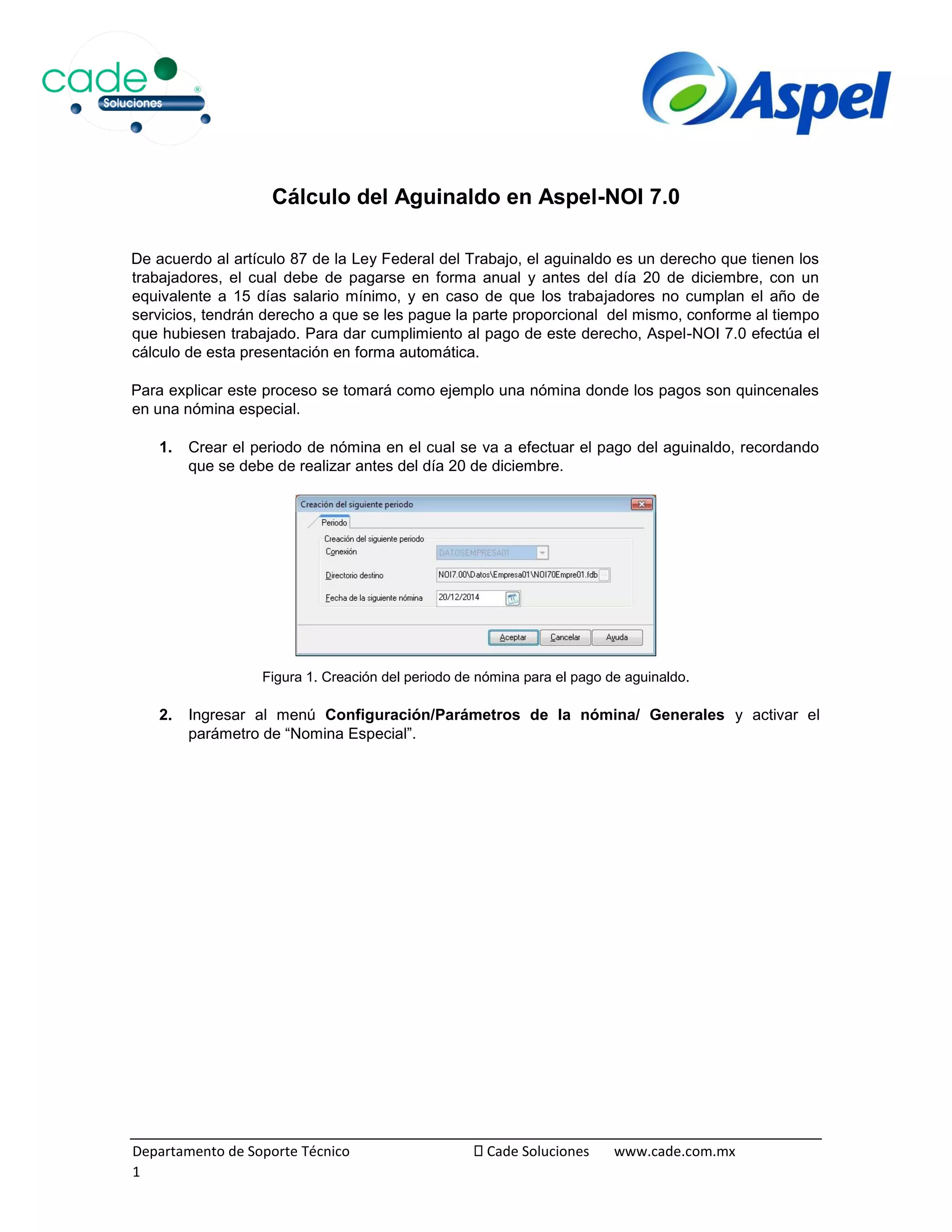 Calculo de aguinaldo aspel noi 7.0 PDF