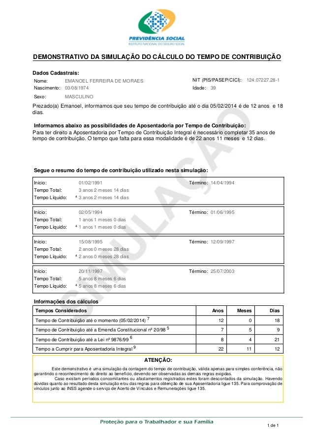 Calculo de revisao de aposentadoria