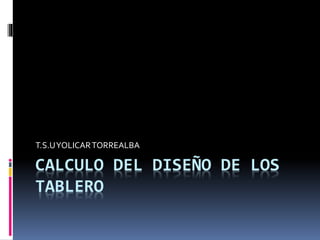 CALCULO DEL DISEÑO DE LOS
TABLERO
T.S.UYOLICARTORREALBA
 